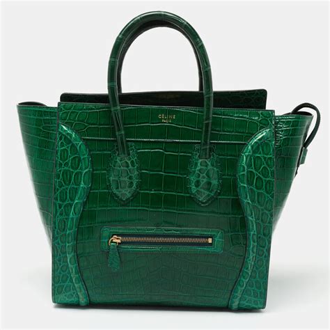 celine crocodile bag green|Celine green purses.